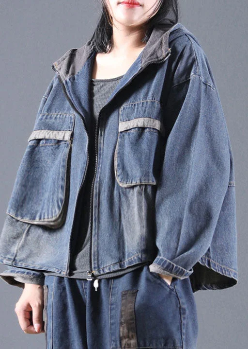 Women's waterproof parka coats with multiple pockets for practicalityBlue Pockets denim Jacket Zip Up Spring Women's waterproof parka coats with multiple pockets for practicalityBlue Pockets denim Jacket Zip Up Spring