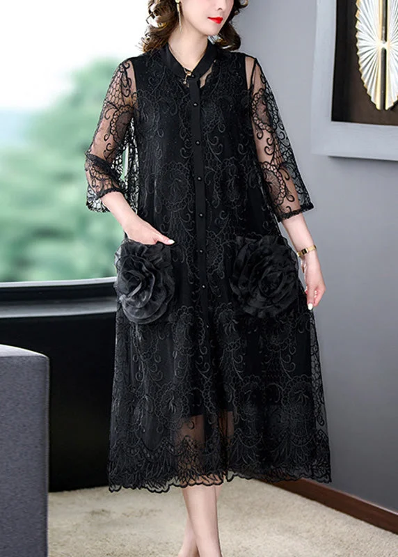 Quilted down women's coats with removable hoods for outdoor activitiesBohemian Black Embroideried Floral Tulle Long Coats Half Sleeve Quilted down women's coats with removable hoods for outdoor activitiesBohemian Black Embroideried Floral Tulle Long Coats Half Sleeve