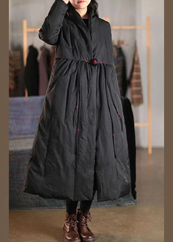 Embroidered women's cotton coats in a bohemian pattern for a unique designBohemian Black V Neck Loose Duck Down down coat Winter Embroidered women's cotton coats in a bohemian pattern for a unique designBohemian Black V Neck Loose Duck Down down coat Winter