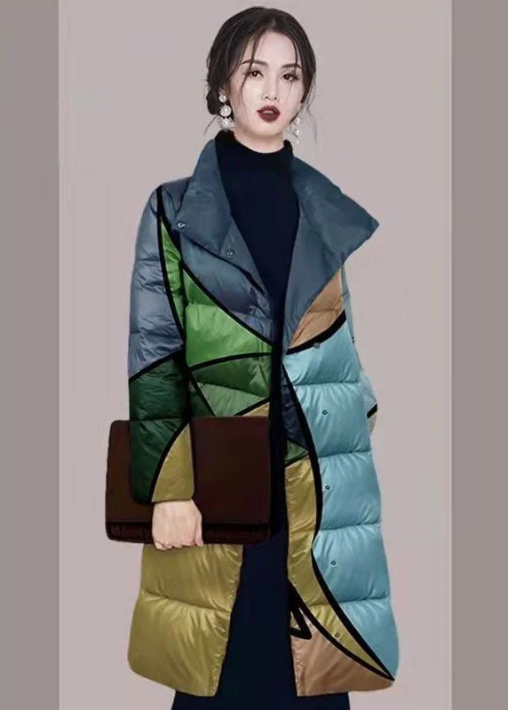 Long women's mac coats in a lightweight fabric for spring showersBohemian Colorblock Stand Collar Print Fine Cotton Filled Puffers Jackets Winter Long women's mac coats in a lightweight fabric for spring showersBohemian Colorblock Stand Collar Print Fine Cotton Filled Puffers Jackets Winter