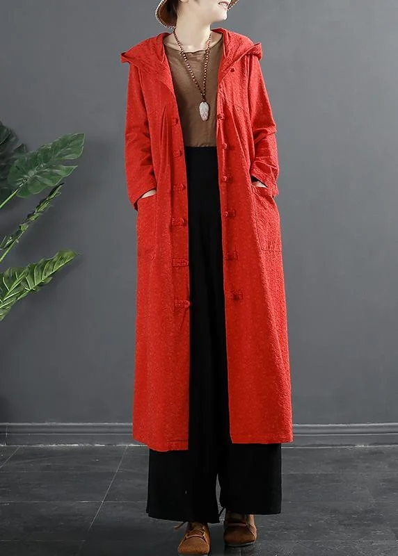 Shearling - lined women's leather coats for ultimate warmth and luxuryBohemian Embroidery Quality Spring Outfit Red Loose Coat Shearling - lined women's leather coats for ultimate warmth and luxuryBohemian Embroidery Quality Spring Outfit Red Loose Coat
