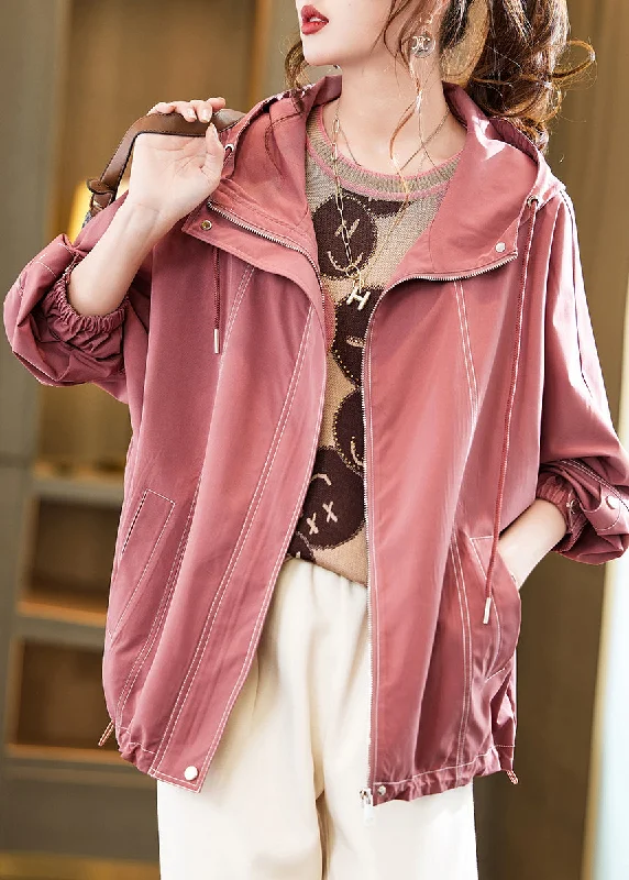 Shearling - lined women's leather coats for ultimate warmth and luxuryBohemian Pink Hooded Oversized Cotton Coat Outwear Fall Shearling - lined women's leather coats for ultimate warmth and luxuryBohemian Pink Hooded Oversized Cotton Coat Outwear Fall