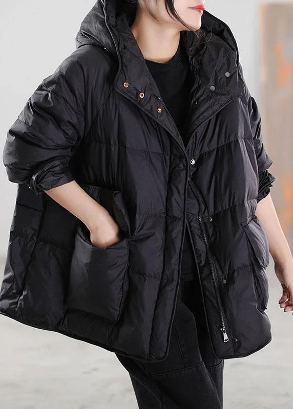 Shearling - lined women's leather coats for ultimate warmth and luxuryBoho Black Zip Up drawstring Duck Down Winter Coats Shearling - lined women's leather coats for ultimate warmth and luxuryBoho Black Zip Up drawstring Duck Down Winter Coats