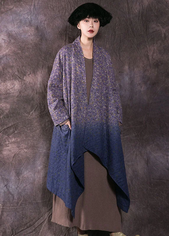 Women's waterproof parka coats with multiple pockets for practicalityBoho Blue Print Pockets Fine Cotton Filled Winter wrap coat Women's waterproof parka coats with multiple pockets for practicalityBoho Blue Print Pockets Fine Cotton Filled Winter wrap coat