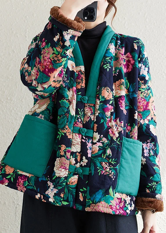 Petite women's wool blend coats with a tailored fit for a flattering silhouetteBoho Navy V Neck Pockets Print Fine Cotton Filled Jackets Winter Petite women's wool blend coats with a tailored fit for a flattering silhouetteBoho Navy V Neck Pockets Print Fine Cotton Filled Jackets Winter