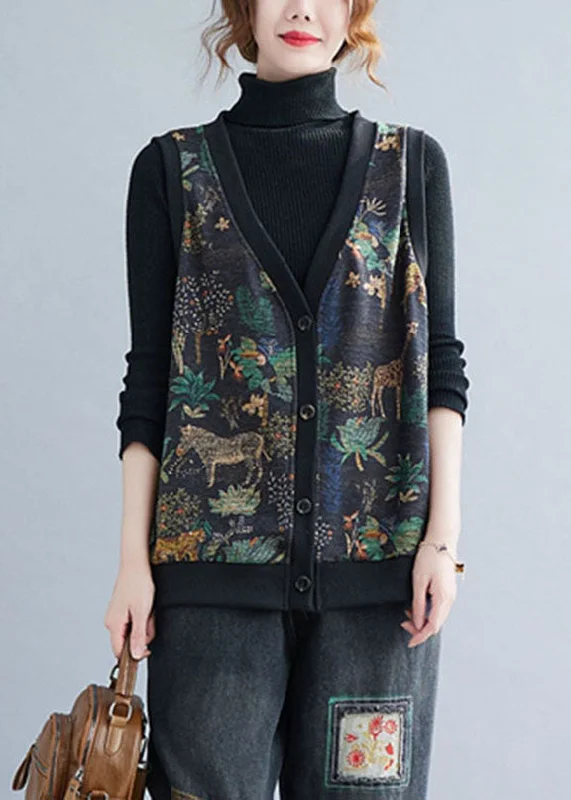 Oversized women's wool coats in a monochromatic look for a trendy outfitBoho V Neck Print Button Warm Fleece Waistcoatt Winter Oversized women's wool coats in a monochromatic look for a trendy outfitBoho V Neck Print Button Warm Fleece Waistcoatt Winter