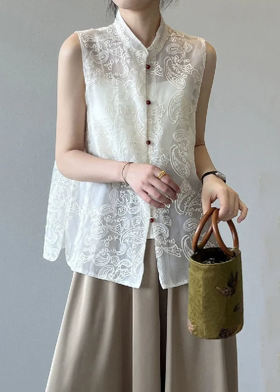 Women's longline double - breasted camel coats for a sophisticated lookBoutique Beige Stand Collar Embroidered Tulle Waistcoat Summer Women's longline double - breasted camel coats for a sophisticated lookBoutique Beige Stand Collar Embroidered Tulle Waistcoat Summer