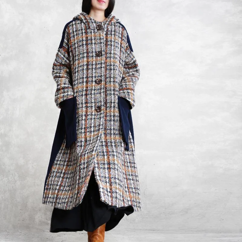 Mid - length women's down coats in a slim fit for a modern and sleek appearanceboutique blue plaid wool overcoat casual long winter patchwork hooded coat Mid - length women's down coats in a slim fit for a modern and sleek appearanceboutique blue plaid wool overcoat casual long winter patchwork hooded coat