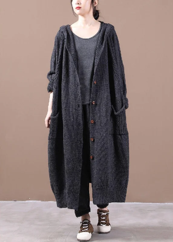 Women's waterproof parka coats with multiple pockets for practicalityBoutique Dark Grey KnitLong sleeve Fall Long Loose Coat Women's waterproof parka coats with multiple pockets for practicalityBoutique Dark Grey KnitLong sleeve Fall Long Loose Coat