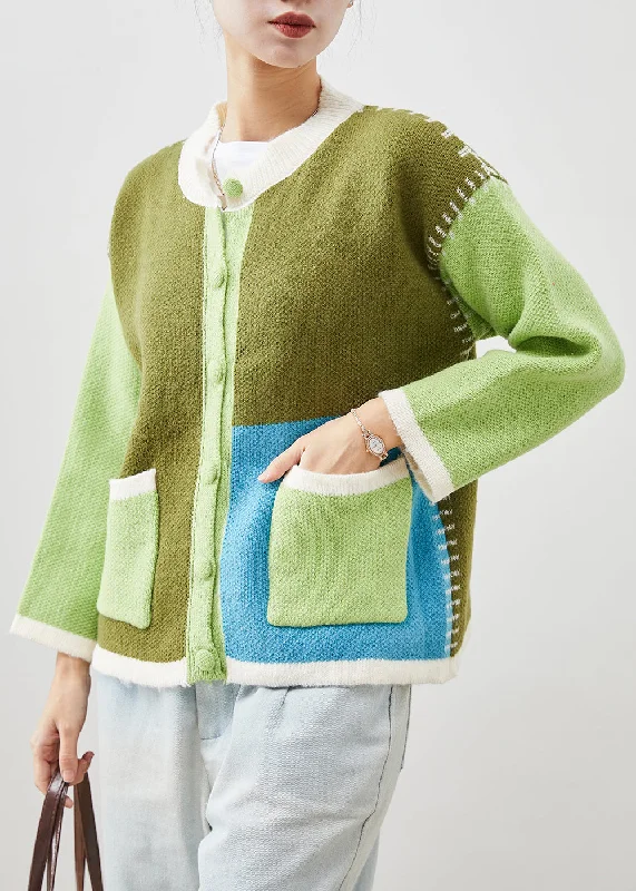 Women's longline double - breasted camel coats for a sophisticated lookBoutique Green Oversized Patchwork Knit Jackets Spring Women's longline double - breasted camel coats for a sophisticated lookBoutique Green Oversized Patchwork Knit Jackets Spring