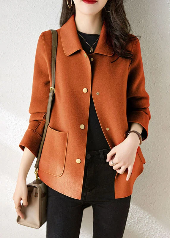 Long women's mac coats in a lightweight fabric for spring showersBoutique Orange Peter Pan Collar Pockets Patchwork Woolen Coat Fall Long women's mac coats in a lightweight fabric for spring showersBoutique Orange Peter Pan Collar Pockets Patchwork Woolen Coat Fall