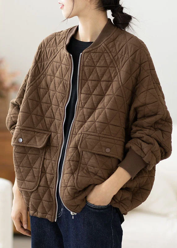 Mid - length women's down coats in a slim fit for a modern and sleek appearanceBrief Coffee Pockets Patchwork Warm Coats Fall Mid - length women's down coats in a slim fit for a modern and sleek appearanceBrief Coffee Pockets Patchwork Warm Coats Fall