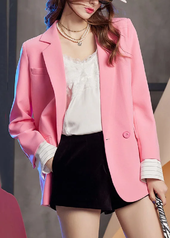 Belted women's cashmere coats in soft pastels for a luxurious feelBrief Pink Notched Patchwork Button Fake Two Pieces Coats Long Sleeve Belted women's cashmere coats in soft pastels for a luxurious feelBrief Pink Notched Patchwork Button Fake Two Pieces Coats Long Sleeve