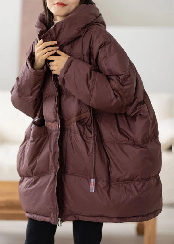Women's cropped leather coats with silver studs for an edgy lookBrief Purplish Red Drawstring Zippered Duck Down Hooded Down Coat Winter Women's cropped leather coats with silver studs for an edgy lookBrief Purplish Red Drawstring Zippered Duck Down Hooded Down Coat Winter