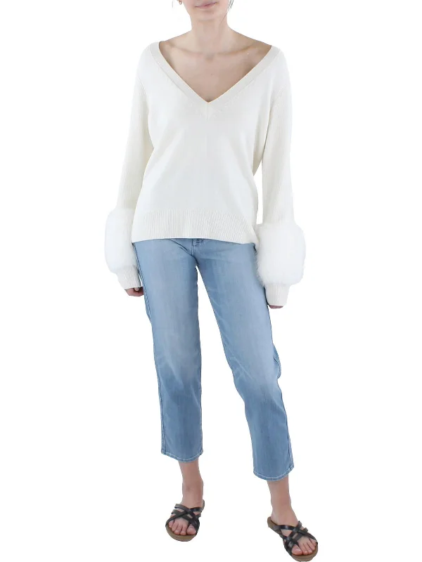 Longline Women's Mohair Sweater Dresses in a Loose FitBrody Womens Faux Fur Trim Knit V-Neck Sweater Longline Women's Mohair Sweater Dresses in a Loose FitBrody Womens Faux Fur Trim Knit V-Neck Sweater