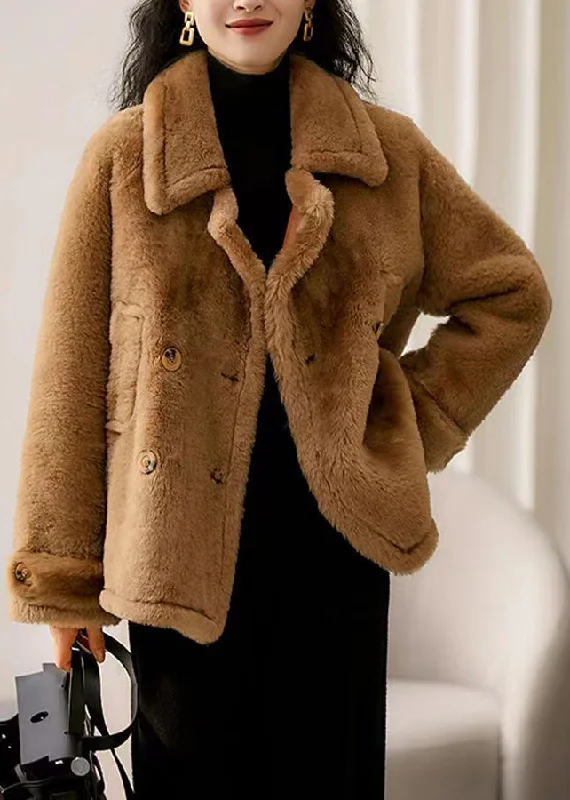 Women's reversible down coats with two - tone designs for versatile stylingBrown Patchwork Wool Coat Outwear Peter Pan Collar Button Winter Women's reversible down coats with two - tone designs for versatile stylingBrown Patchwork Wool Coat Outwear Peter Pan Collar Button Winter