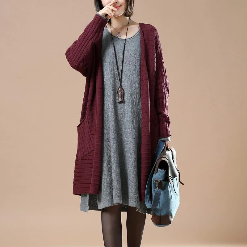 Hooded women's puffer coats in neon colors for high - visibility sportsBurgundy woman sweaters long cardigans coats