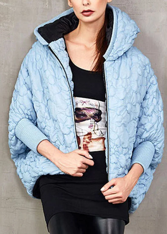 Plus size women's wool blend coats for a warm and stylish winterCasual Blue Hooded fashion Duck Down Puffer Jacket Winter