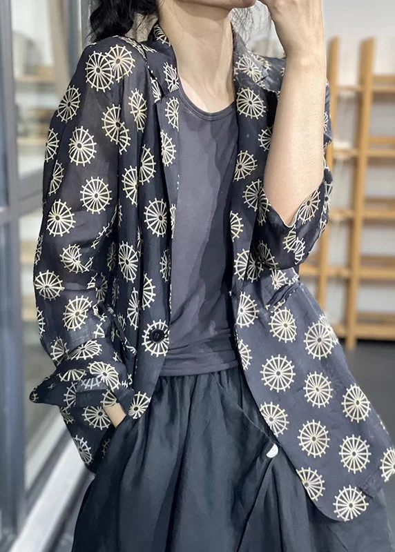 Checkered women's wool coats in a classic pattern for a timeless styleCasual Navy Notched Print Button Coats Long Sleeve Checkered women's wool coats in a classic pattern for a timeless styleCasual Navy Notched Print Button Coats Long Sleeve