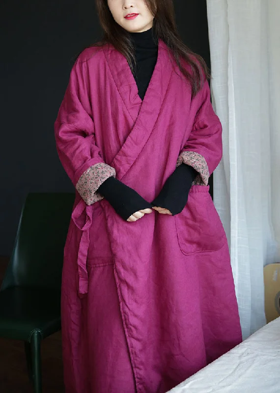 Quilted down women's coats with removable hoods for outdoor activitiesCasual Rose V Neck Pockets Side Open Fine Cotton Filled Coat Winter Quilted down women's coats with removable hoods for outdoor activitiesCasual Rose V Neck Pockets Side Open Fine Cotton Filled Coat Winter