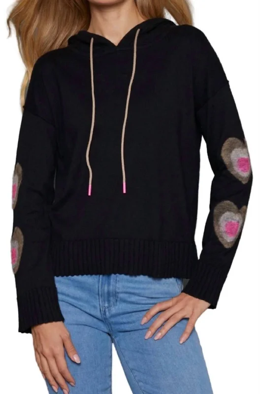 High - Low Hem Women's Cashmere - Blended SweatersCatch Me Hoodie Sweater In Black