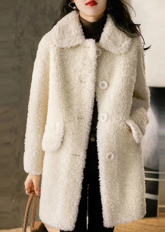 Women's faux fur coats in bright colors for a bold fashion statementChic Beige Peter Pan Collar Pockets Patchwork Wool Coats Winter Women's faux fur coats in bright colors for a bold fashion statementChic Beige Peter Pan Collar Pockets Patchwork Wool Coats Winter
