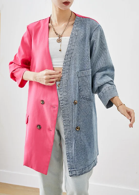 Women's long - sleeve wool coats in a houndstooth pattern for a classic charmChic Colorblock Asymmetrical Patchwork Double Breast Cotton Coats Fall Women's long - sleeve wool coats in a houndstooth pattern for a classic charmChic Colorblock Asymmetrical Patchwork Double Breast Cotton Coats Fall
