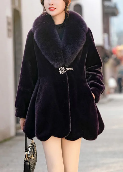 Petite women's wool blend coats with a tailored fit for a flattering silhouetteChic Dull Purple Fur Collar Warm Mink Velvet Coat Winter Petite women's wool blend coats with a tailored fit for a flattering silhouetteChic Dull Purple Fur Collar Warm Mink Velvet Coat Winter