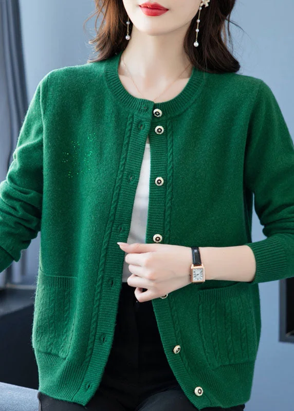 Shearling - lined women's leather coats for ultimate warmth and luxuryChic Green Pockets Button Patchwork Thick Wool Loose Coat Fall Shearling - lined women's leather coats for ultimate warmth and luxuryChic Green Pockets Button Patchwork Thick Wool Loose Coat Fall
