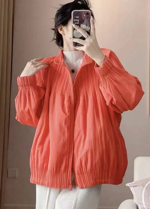 Checkered women's wool coats in a classic pattern for a timeless styleChic Orange Zip Up Fine Cotton Filled Thin Jackets Spring Checkered women's wool coats in a classic pattern for a timeless styleChic Orange Zip Up Fine Cotton Filled Thin Jackets Spring