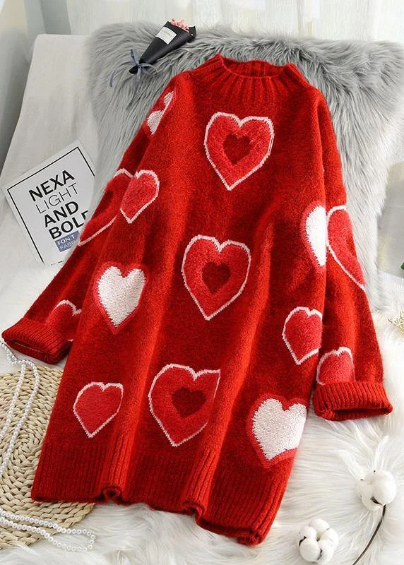 Knee - Length Women's Wool Blend Sweater Dresses in Neutral ColorsChunky red Sweater dress outfit Largo o neck oversized thick knitwear Knee - Length Women's Wool Blend Sweater Dresses in Neutral ColorsChunky red Sweater dress outfit Largo o neck oversized thick knitwear