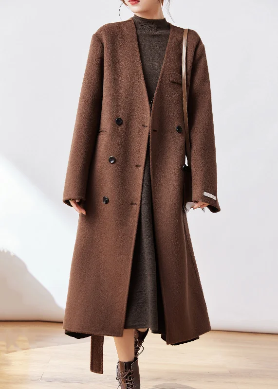 Women's cropped leather coats with silver studs for an edgy lookClassy Coffee Pockets Tie Waist Woolen Coats Winter Women's cropped leather coats with silver studs for an edgy lookClassy Coffee Pockets Tie Waist Woolen Coats Winter