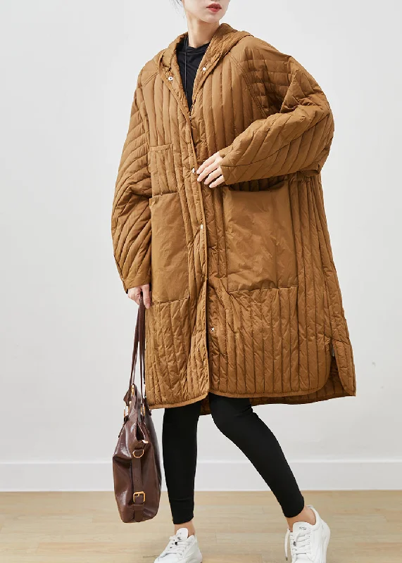 Mid - length women's down coats in a slim fit for a modern and sleek appearanceClassy Khaki Oversized Pockets Thick Duck Down Down Coats Winter Mid - length women's down coats in a slim fit for a modern and sleek appearanceClassy Khaki Oversized Pockets Thick Duck Down Down Coats Winter