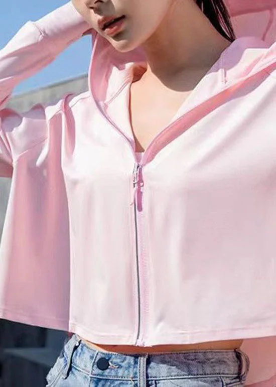 Belted women's cashmere coats in soft pastels for a luxurious feelClassy Pink Hooded Zippered Patchwork Ice Silk UPF 50+ Jackets Summer Belted women's cashmere coats in soft pastels for a luxurious feelClassy Pink Hooded Zippered Patchwork Ice Silk UPF 50+ Jackets Summer