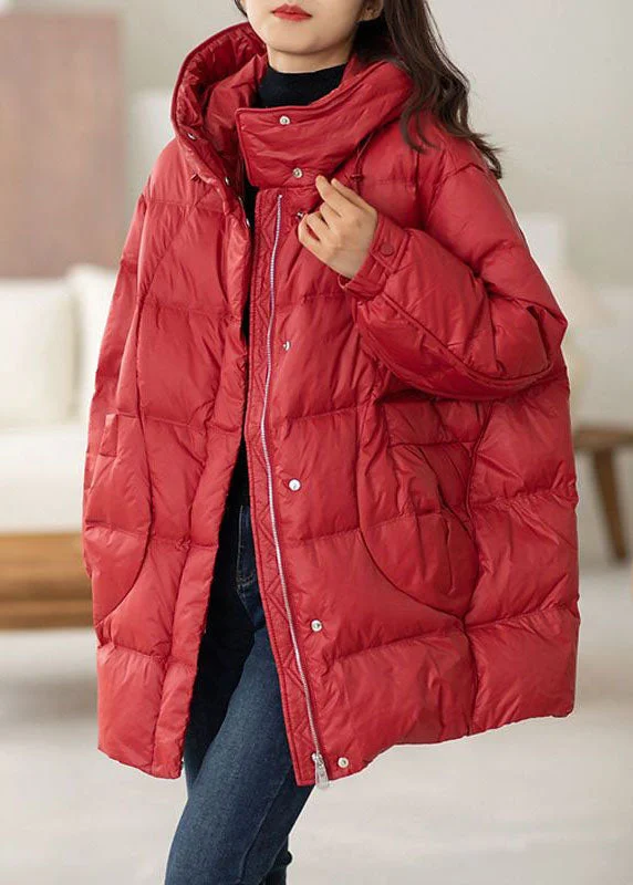 Oversized women's wool coats in a monochromatic look for a trendy outfitClassy Red Hooded Oversized Drawstring Duck Down Down Coat Winter Oversized women's wool coats in a monochromatic look for a trendy outfitClassy Red Hooded Oversized Drawstring Duck Down Down Coat Winter