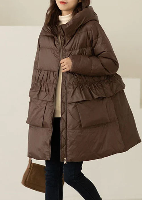 Women's longline double - breasted camel coats for a sophisticated lookCoffee Pockets Duck Down Down Coats Hooded Winter Women's longline double - breasted camel coats for a sophisticated lookCoffee Pockets Duck Down Down Coats Hooded Winter