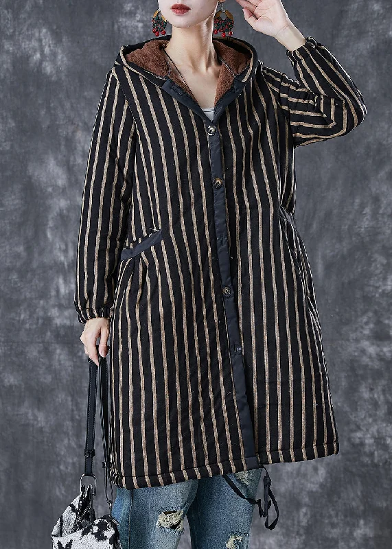 Women's faux fur coats in bright colors for a bold fashion statementCoffee Striped Warm Fleece Coats Hooded Winter Women's faux fur coats in bright colors for a bold fashion statementCoffee Striped Warm Fleece Coats Hooded Winter