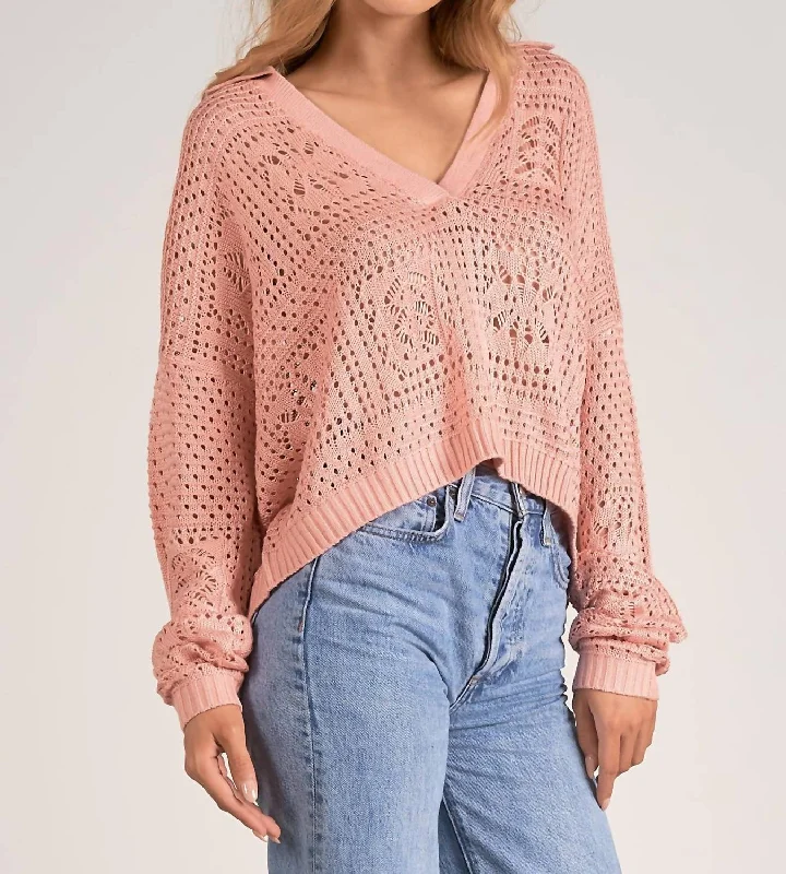 Split - Hem Women's Linen Blend Sweaters for SpringDaisy Sweater In Blossom