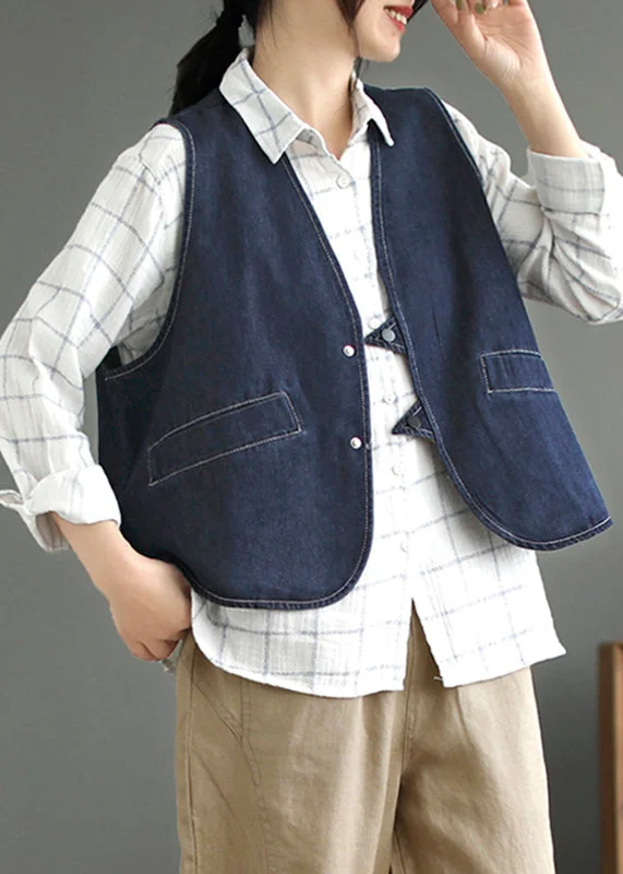 Belted women's cashmere coats in soft pastels for a luxurious feelDark Blue Pockets Patchwork Denim Waistcoat Sleeveless Belted women's cashmere coats in soft pastels for a luxurious feelDark Blue Pockets Patchwork Denim Waistcoat Sleeveless
