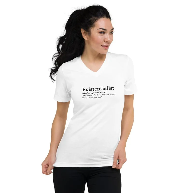 Ringer T Shirt Women with Retro - Inspired StripesDefinition of an Existentialist - Unisex V-Neck T-Shirt Ringer T Shirt Women with Retro - Inspired StripesDefinition of an Existentialist - Unisex V-Neck T-Shirt