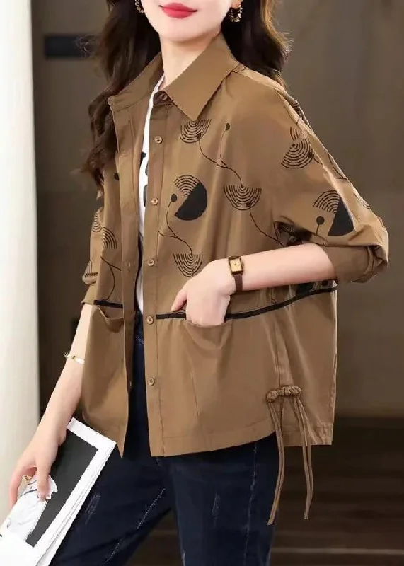 Belted women's cashmere coats in soft pastels for a luxurious feelDIY Coffee Peter Pan Collar Print Chinese Button Cotton Coat Fall Belted women's cashmere coats in soft pastels for a luxurious feelDIY Coffee Peter Pan Collar Print Chinese Button Cotton Coat Fall