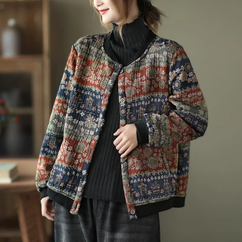 Women's cropped leather coats with silver studs for an edgy lookElegant Chic Women Warm Floral Coat Women's cropped leather coats with silver studs for an edgy lookElegant Chic Women Warm Floral Coat