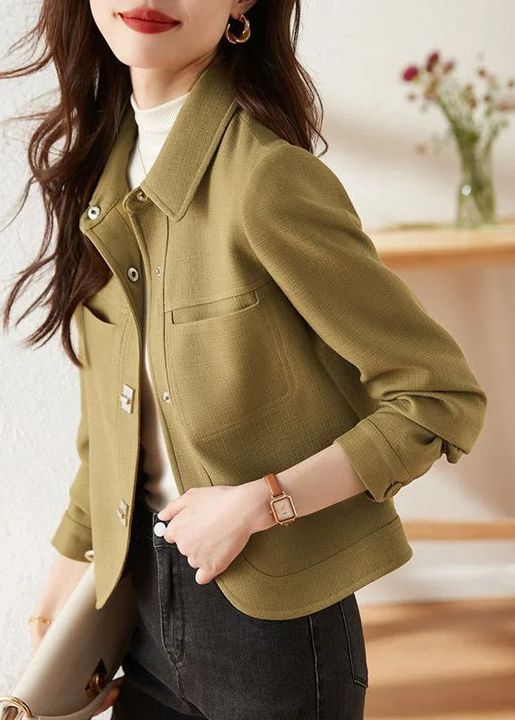 Women's long - sleeve wool coats in a houndstooth pattern for a classic charmElegant Green Peter Pan Collar Slim Fit Cotton Coats Fall Women's long - sleeve wool coats in a houndstooth pattern for a classic charmElegant Green Peter Pan Collar Slim Fit Cotton Coats Fall