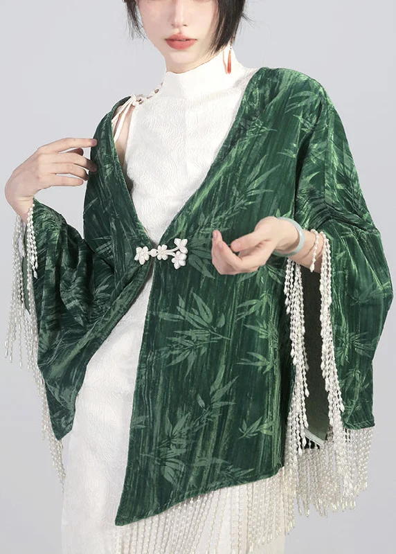 Petite women's wool blend coats with a tailored fit for a flattering silhouetteElegant Green Tasseled Chinese Button Cotton Cape Coats Spring Petite women's wool blend coats with a tailored fit for a flattering silhouetteElegant Green Tasseled Chinese Button Cotton Cape Coats Spring