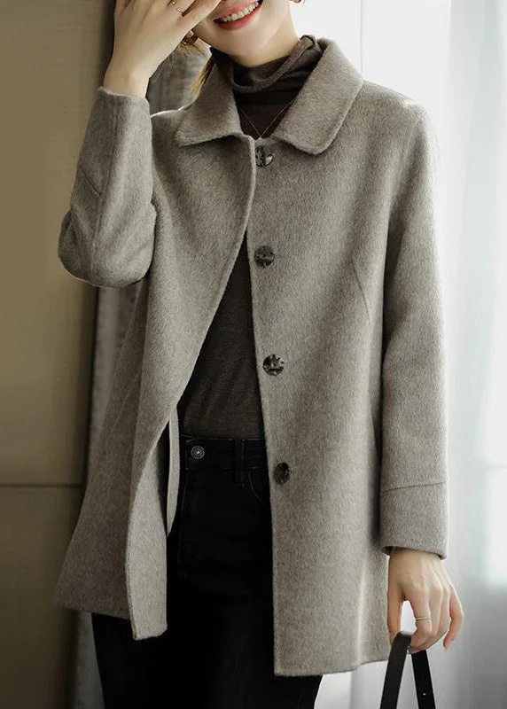 Shearling - lined women's leather coats for ultimate warmth and luxuryElegant Grey Peter Pan Collar Silm Fit Woolen Coat Fall Shearling - lined women's leather coats for ultimate warmth and luxuryElegant Grey Peter Pan Collar Silm Fit Woolen Coat Fall