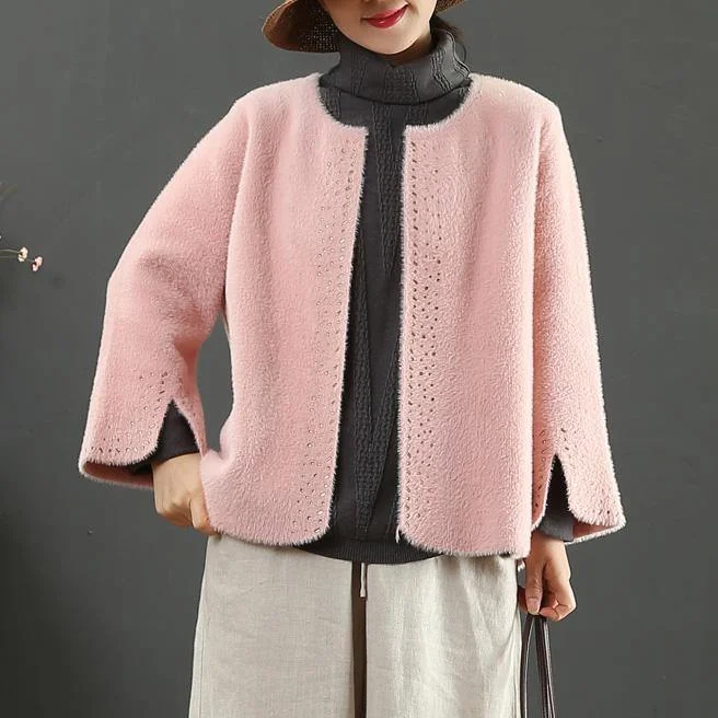 Belted women's cashmere coats in soft pastels for a luxurious feelElegant pink Woolen Coats Women Loose fitting winter jackets side open sleeve winter coat Belted women's cashmere coats in soft pastels for a luxurious feelElegant pink Woolen Coats Women Loose fitting winter jackets side open sleeve winter coat