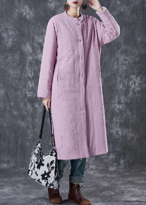 Women's longline double - breasted camel coats for a sophisticated lookElegant Purple Pockets Thick Fine Cotton Filled Long Coats Winter Women's longline double - breasted camel coats for a sophisticated lookElegant Purple Pockets Thick Fine Cotton Filled Long Coats Winter