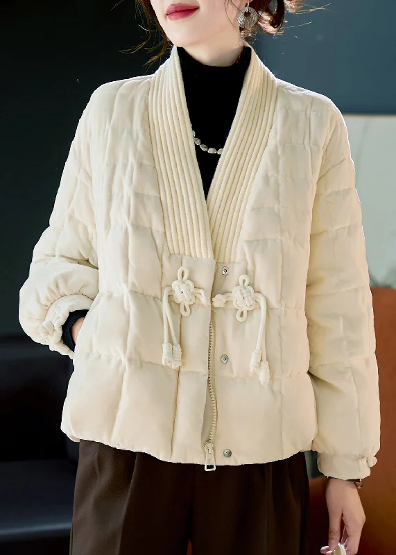 Plus size women's wool blend coats for a warm and stylish winterElegant White V Neck Chinese Button Duck Down Puffers Jackets Winter Plus size women's wool blend coats for a warm and stylish winterElegant White V Neck Chinese Button Duck Down Puffers Jackets Winter