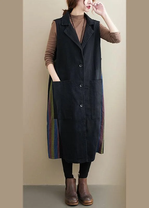 Belted women's cashmere coats in soft pastels for a luxurious feelFashion Black PeterPan Collar Button Pockets Patchwork Fall Sleeveless Waistcoat Belted women's cashmere coats in soft pastels for a luxurious feelFashion Black PeterPan Collar Button Pockets Patchwork Fall Sleeveless Waistcoat