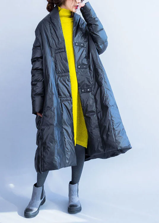 Plus size women's wool blend coats for a warm and stylish winterFashion Black V Neck Pockets Duck Down Witner Coats Plus size women's wool blend coats for a warm and stylish winterFashion Black V Neck Pockets Duck Down Witner Coats
